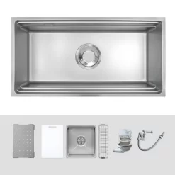Chậu rửa chén Posco 304 Linen dập nổi Kluger KG8644FS Plus