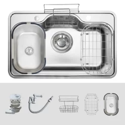 Chậu rửa chén Posco 304 Linen dập nổi Kluger KT8050FS – S80 Plus