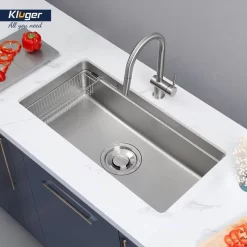 Chậu rửa chén Posco 304 Linen dập nổi Kluger KU7844FS Basic