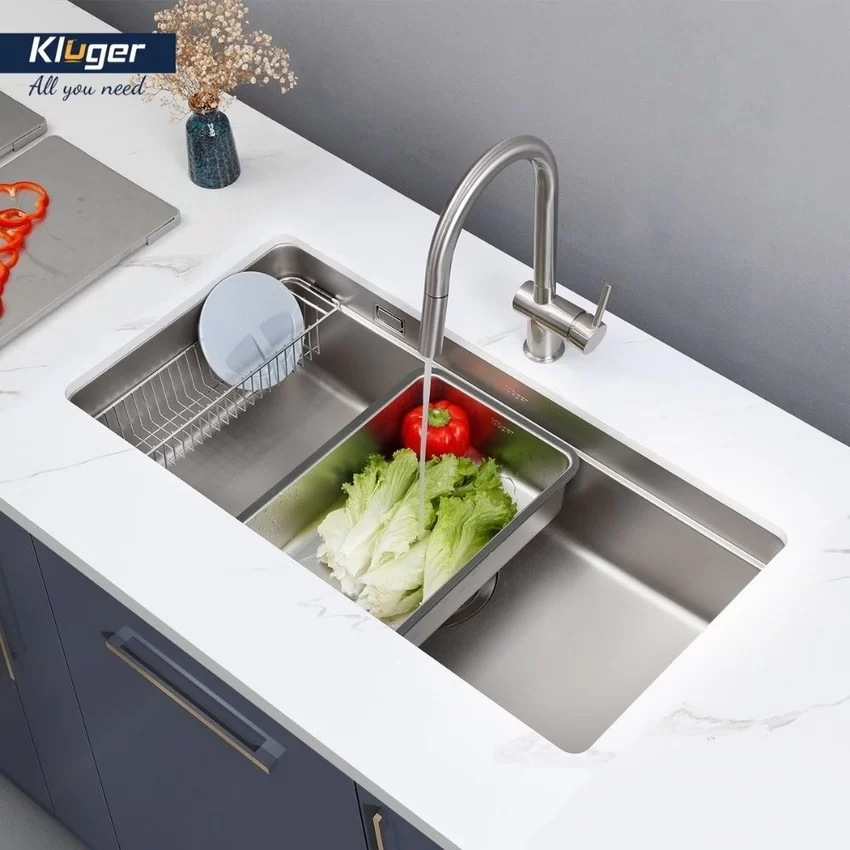 Chậu rửa chén Posco 304 Linen dập nổi Kluger KU7844FS Plus 19 Chậu rửa chén Posco 304 Linen dập nổi Kluger KU7844FS Plus - SKU KU7844FS Plus