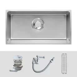 Chậu rửa chén Posco 304 Linen dập nổi Kluger KU8844FS Basic