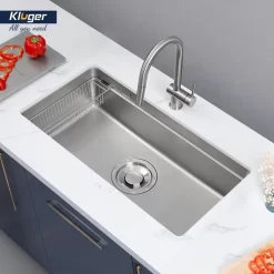 Chậu rửa chén Posco 304 Linen dập nổi Kluger KU8844FS Basic