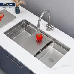 Chậu rửa chén Posco 304 Linen dập nổi Kluger KU8844FS Plus