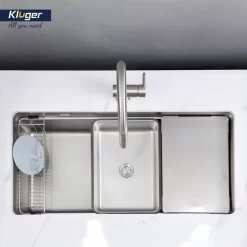 Chậu rửa chén Posco 304 Linen dập nổi Kluger KU8844FS Plus