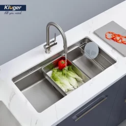 Chậu rửa chén Posco 304 Linen dập nổi Kluger KU8844FS Plus