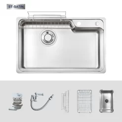 Chậu rửa chén Posco 304 Satin trơn Kluger KH8050ST Plus 19 Chậu rửa chén Posco 304 Satin trơn Kluger KH8050ST Plus