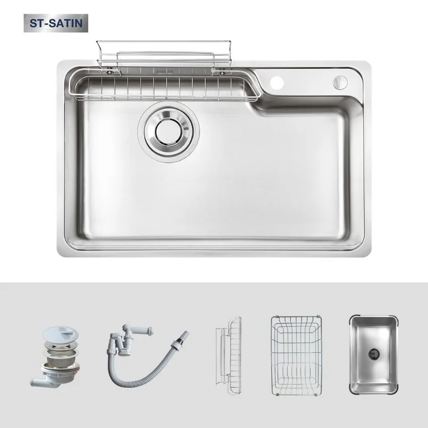 Chậu rửa chén Posco 304 Satin trơn Kluger KH8050ST Plus 11 Chậu rửa chén Posco 304 Satin trơn Kluger KH8050ST Plus