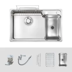 Chậu rửa chén Posco 304 Super Linen dập nổi Kluger KH8050SL Plus