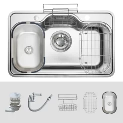 Chậu rửa chén Posco 304 Super Linen dập nổi Kluger KT8050SL Plus