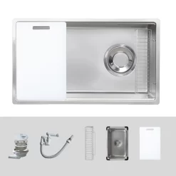 Chậu rửa chén Posco 304 Super Linen dập nổi Kluger KY8045SL Plus