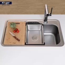 Chậu rửa nhỏ phụ Inox 304 Linen chống xước Kluger KSWB - 402FS