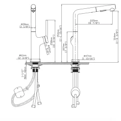 Vòi chậu bếp nóng lạnh dây rút AMBER KLUGER KLF0001C / KLF0001B / KLF0001S