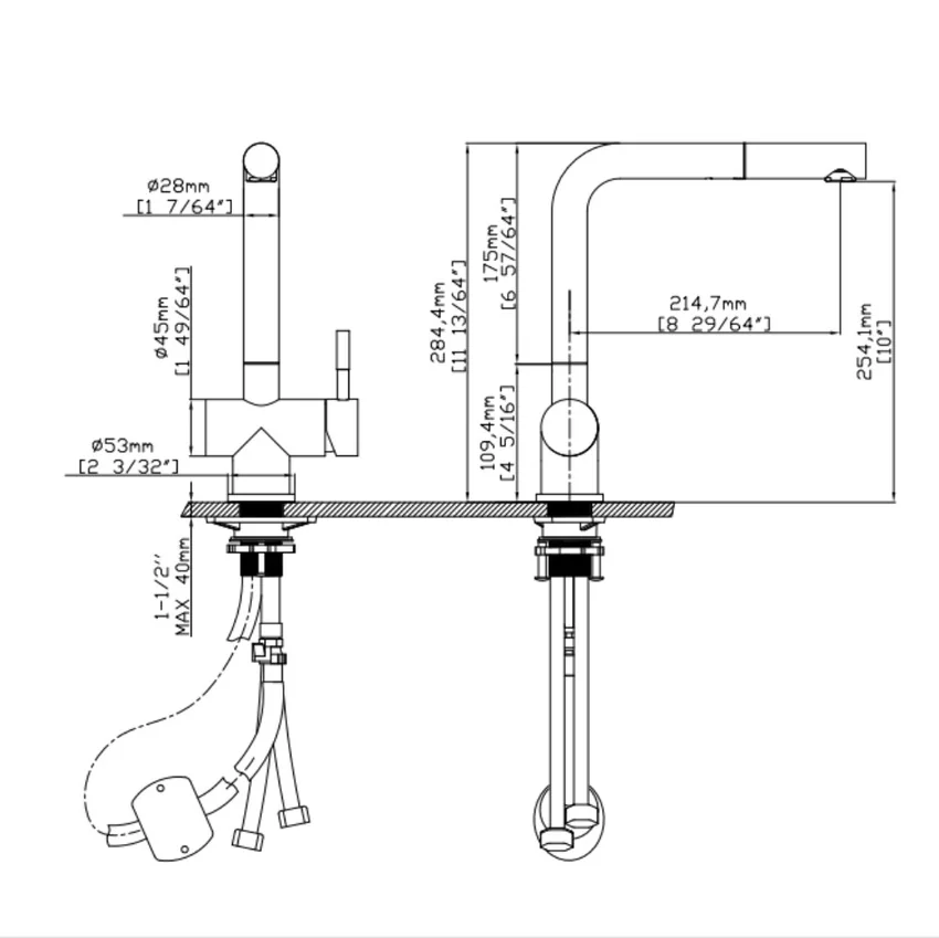 Vòi chậu bếp nóng lạnh dây rút HOPE KLUGER KLF0013C 11 Vòi chậu bếp nóng lạnh dây rút HOPE KLUGER KLF0013C