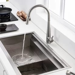Vòi chậu bếp nóng lạnh dây rút MOZA KLUGER KLF0009C (KLF0009S)