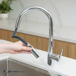 Vòi chậu bếp nóng lạnh dây rút MOZA Kluger KLF0009SC