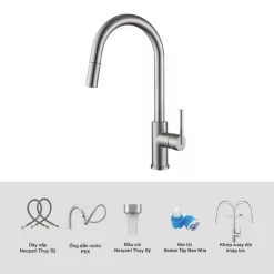 Vòi chậu bếp nóng lạnh dây rút NOVA KLUGER KLF0030S