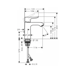 Vòi lavabo nóng lạnh Hansgrohe 31080000 Metris 100