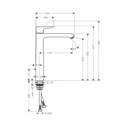 Vòi lavabo nóng lạnh Hansgrohe 31082000 Metris 260