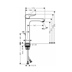 Vòi lavabo nóng lạnh Hansgrohe 31183000 Metris 200