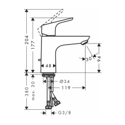 Vòi lavabo nóng lạnh Hansgrohe 31607000 Focus 100