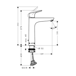 Vòi lavabo nóng lạnh Hansgrohe 31608000 Focus 190