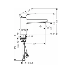 Vòi lavabo nóng lạnh Hansgrohe 32502000 Metropol 100