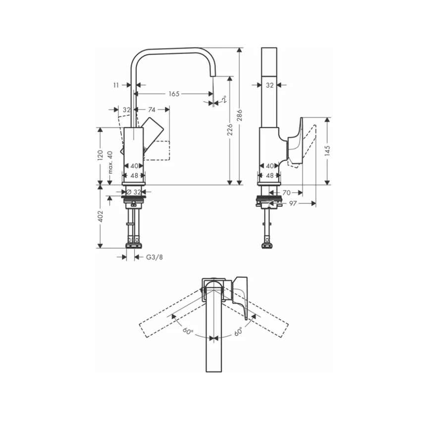 Thiết kế chi tiết Vòi lavabo nóng lạnh Hansgrohe 32511000 Metropol 230 Thiết kế chi tiết Vòi lavabo nóng lạnh Hansgrohe 32511000 Metropol 230
