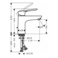 Vòi lavabo nóng lạnh Hansgrohe 71161000 Logis E 100