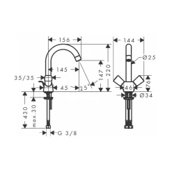 Vòi lavabo nóng lạnh Hansgrohe 71222000 Logis 150