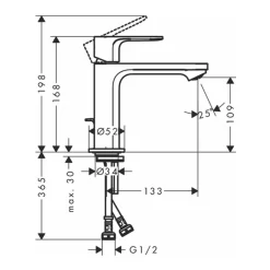 Vòi lavabo nóng lạnh Hansgrohe 72517007 HG Rebris S 110